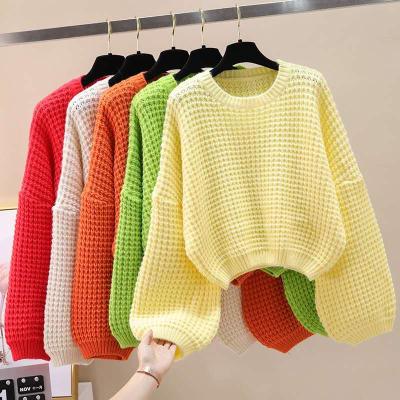 China Breathable Loose Women Sweater Knit Handmade Cotton Sweaters For Ladies for sale