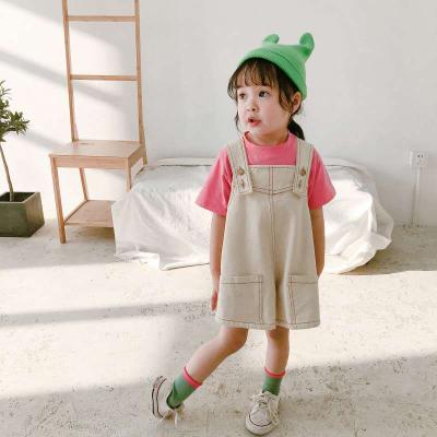 China Eco-friendly comfortable breathable Korean version of cowboy horn strap shorts baby skirt loose pants for sale