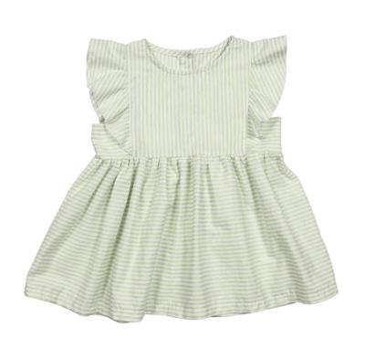 China Cotton Baby Toddlers Stripe Dress Sleeveless Casual Ruffle Dress Kids Smoking Dresses for sale