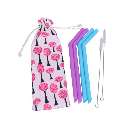 China Eco-friesnd Sustainable Customized Food Grade Silicone Packing Reusable Straws for sale