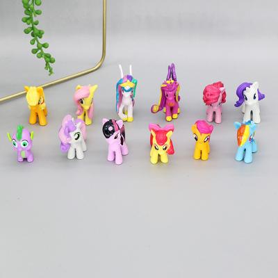 China Wholesale 40-50mm Series Fridge Magnet Small Horse PVC Plastic Fashion Cartoon DIY Plastic Miniature Pendants 12pcs/set for sale