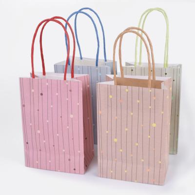 China Recyclable Custom Logo White Kraft Paper Shopping Gift Bag With Handle Wholesale for sale