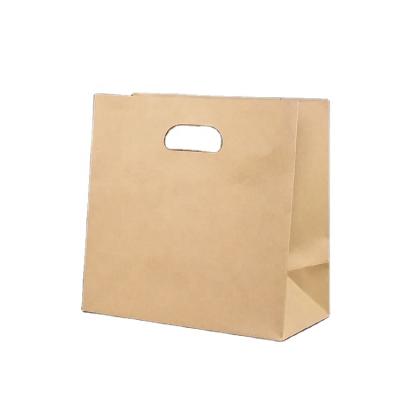 China Biodegradable Custom Printed Logo Kraft Bag With Die Cut Handles for sale