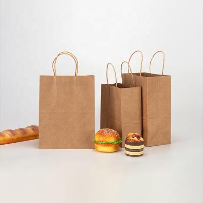 China Recyclable Take Out Food Kraft Paper Bag With Custom Logo for sale