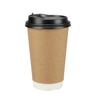 China DOUBLE WALL 16 Ounce Kraft Paper Disposable Insulated Coffee Cup for sale