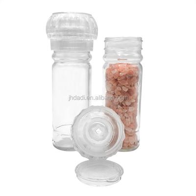 China Viable Wholesale 100ML Black Pepper/Sea Salt Grinder Bottle Grinder Adjustable Glass Grinder Bottle Set for sale