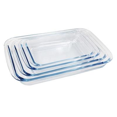 China Bakeware Stocked Glass Baking Dishes For The Microwave Oven Fridge Glass Tray for sale