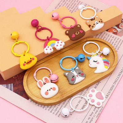 China PVC Bag Bell Pendant Key Chain Ring Girl Ducklings Macaron Key Ring Pendant Women Main Holder Souvenirs Key Parts for sale