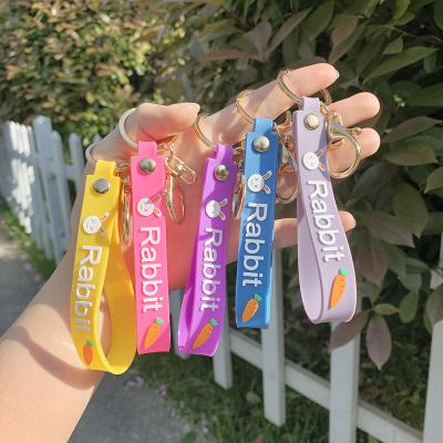 China Car Key Ring Pendant Metal Car Key Key Ring Key Ring Chain Cartoon Silicone Key Holder Rabbit Band Accessories for sale