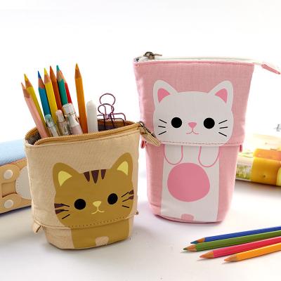 China Large Capacity Pen Case Student Stationery Variable Drop Down Multifunctional Pen Case Telescopic Simple Stand Beautiful Canvas Pen for sale