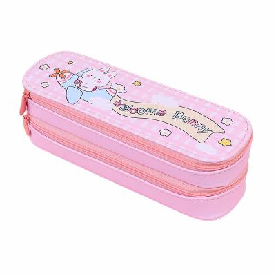 China Large Capacity Children's Stationery Best-Selling Gifts Waterproof Pencil Case Large Capacity Double Zipper Cute School Pencil Case for sale