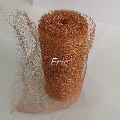 China Knitted 25mm 40mm 50mm 70mm 100mm 125mm 150mm Red Copper Knitted Mesh With Excellent Shielding Performance For EMI/RFI Shielding for sale