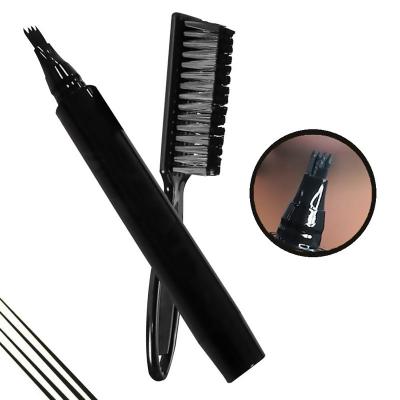 China Fuller Beard Men Beard Thicker And Filler Full Pencil Brush Plastic Handle 2 In 1 Kit for sale