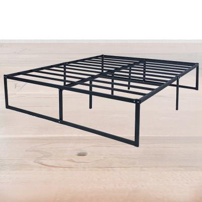 China Black Foldable Queen Bed Frame - 14 Inch Heavy Duty Metal Platform Bed Slat Support Steel Mattress Base for sale