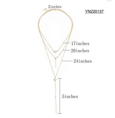 China 40 cm Luxus-Edelstahl-Halskette mit 3 Schichten Goldkette für Hochzeit zu verkaufen