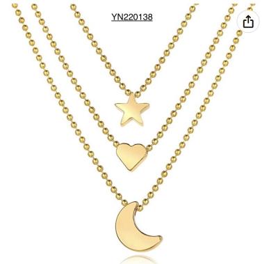 China Star Moon Love hanger ketting Trendy stapelbare gouden kettingen Te koop