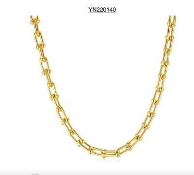 China torque simple horseshoe buckle cross necklace 18K Gold Stainless Steel Necklace for sale