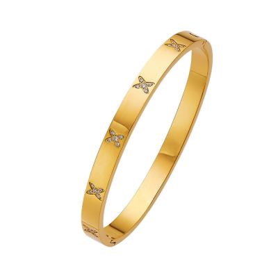 China MVCOLEDY Jewelry Gold Plated Bangle Bracelet Cz Stone Stainless Steel With Crystal Te koop