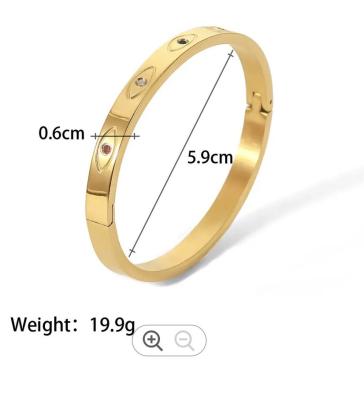 China Inlegselkleur Gem Four Diamond Screw Bangle voor Mannen en Vrouwenroestvrij staalarmband Te koop