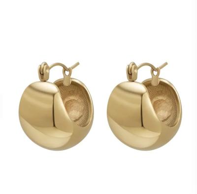 Cina Posta placcata oro Chunky Hoops di acciaio inossidabile PAVOI 14K | Orecchini leggeri spessi del cerchio dell'oro per le donne in vendita