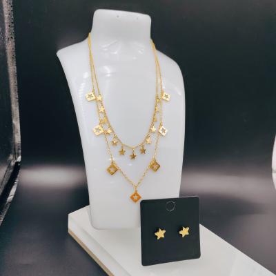 China New Arrival Trendy High Polish Newest Gold Color Stainless Steel  Earring ,Necklace , Bracelet Sets For Lady for sale