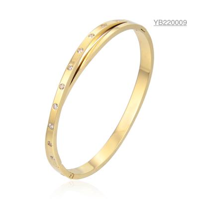 Cina Bracciale in acciaio inossidabile con strass dorati in vendita