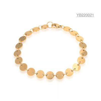 China Niche Design Gold Hand Chain Round Shell Shaped Bracelets Stainless steel bangle for sale