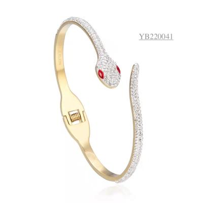 China Leichter Luxus-Edelstahl-Designer-Schmuck Schlangenform Flash All Diamond Armband zu verkaufen