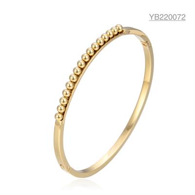 China Anti Rust Fadeless Gold Rhinestone Bracelet 16 Round Gold Beads Bangles en venta