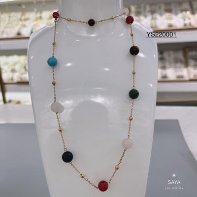 China Unique  brand colorful beads chain necklace set jewelry stainless steel bangle for sale