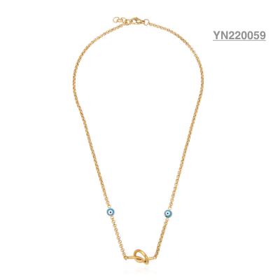 China ODM Luxusmarke Double Blue Eye Gold Stapelkette Edelstahl zu verkaufen