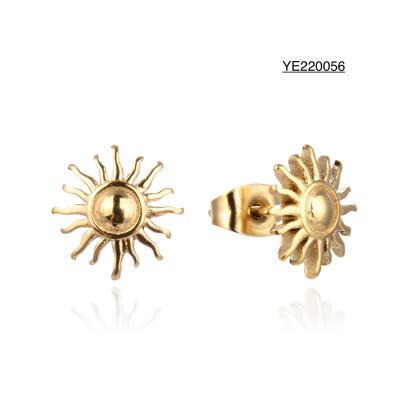 China Hypoallergenic Ancient Greek Sun Drop Earrings K Gold Stainless Steel Ear Studs for sale