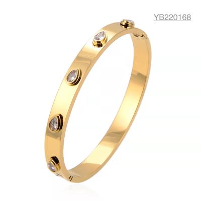 Κίνα Βραχιόλι αρραβώνων Strobe Rhinestone Bangle K Gold από ανοξείδωτο ατσάλι Snap βραχιόλι προς πώληση