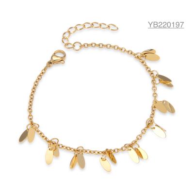 Cina Bracciale con strass in oro stile catena da 16 cm con catena di estensione da 4 cm in vendita