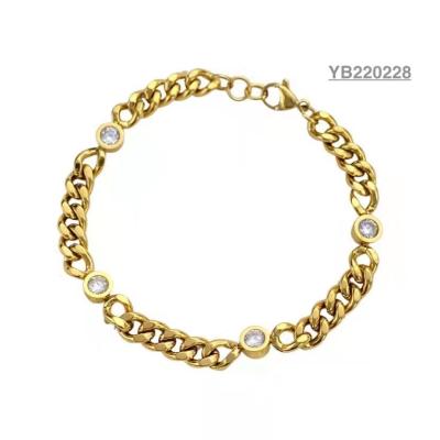 China European American Style Gold Strass Armband Socialite Dicke Goldkette Armreif zu verkaufen