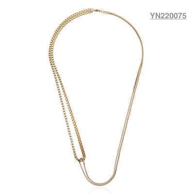 China Unique 18k Gold Plated Jewelry Nice Simple Splicing Double Chain Necklace for sale