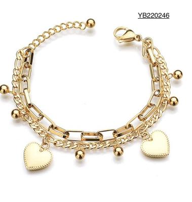 China Pulseira de Aço Inoxidável 16cm Multicamada Borla Corrente de Mão 14k Pulseira de Tornozeleira de Ouro à venda