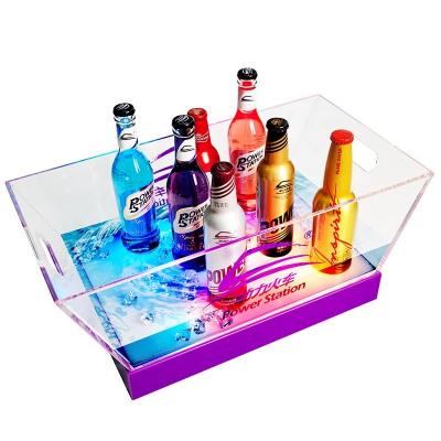 China Advertising Unique Acrylic Clear Champagne Plastic Beverage Tubs Ice Beer Logo Whiskey Wine Chiller Cooler Large Capacity Custom Buckets for sale