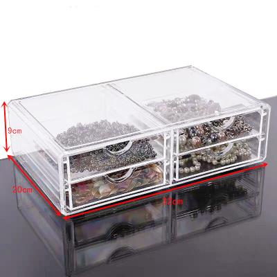 China Two-Layer Drawer Storage Box Cover Clear Acrylic Stationery Cosmetics Desktop Acrylic Plastic Holder Removable Storage for sale