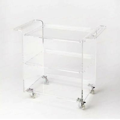 China European and American modern transparent acrylic side coffee table tea table trolley frame furniture living room trolley for sale