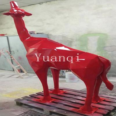 China China Best Selling Outdoor Geometric Fiberglass Abstract Giraffe Sculpture for sale