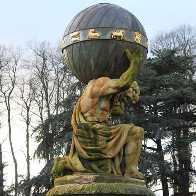 China China Square Outdoor Copper Bronze Man Globe Sculpture Atlas Casting Carrying Sculpture for sale