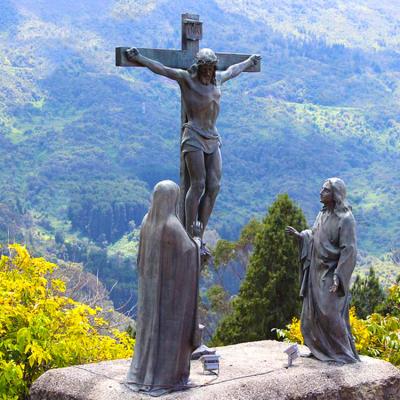 China China Religious Sculpture Life Size Jesus On The Cross Sculpture Outdoor Bronze Sculpture For Sale for sale