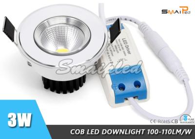 China Aluminum High Lumen Efficiency 3W LED Ceiling Downlights , CE C-Tick Recessed LED COB Downlight for sale