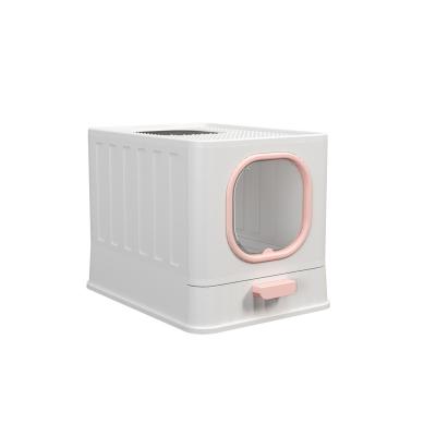 China ABS+PP Privacy Two Way Door And Easy To Clean Drawer Type Opens Closed Cat Litter Box for sale