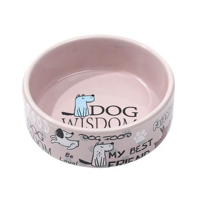 China Viable round and cute wide bowl opening Cat Ceramic Bowl printed and non-slip design for sale