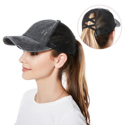 China COMMON High Quality Custom Made Ponytail Baseball Caps Private Label Sun Snapback Casual Adjustable Hats for sale