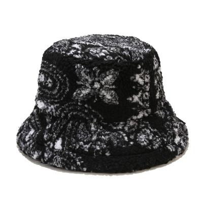 China New Vintage Faux Fur Letter Pattern Bucket Hats Women Warm Outdoor Multicolor Winter Decoration Soft Warm Hats for sale