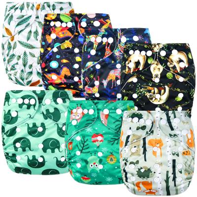 China Pocket Cloth Printed Adjustable Size Waterproof Cloth Diapers With Inserts And Wet Bag For Promotion for sale