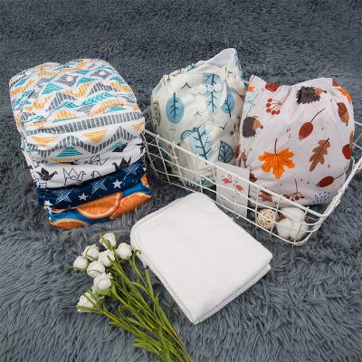 China Reusable Cotton Cloth Diapers for Boys and Girls, Baby Diaper Cloth with Bamboo Inserts Wet Bag for sale